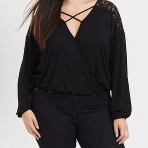 *NWT* Torrid Size 3  Lace Strappy Surplice Blouse Size